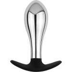 SuperLove Teardrop Metal Butt Plug with Silicone Base Silver Large