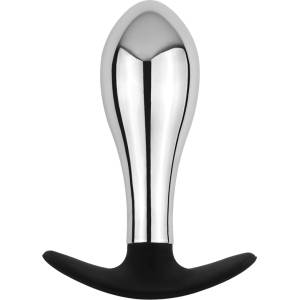 SuperLove Teardrop Metal Butt Plug with Silicone Base Silver Large