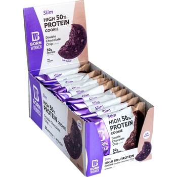 Born Winner Slim 50% High Protein Cookie [12 x 60 грама] Двоен шоколад с парченца