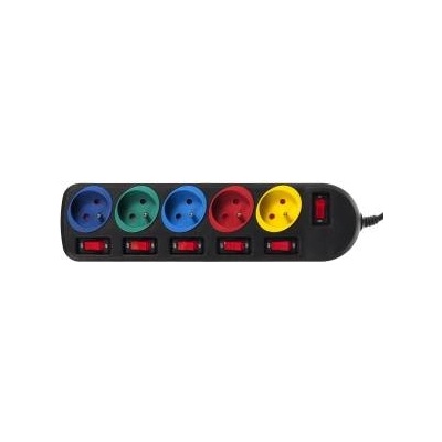 Maclean Power strip Maclean forelooser MCE204M 5 sockets with connectors black 1, 5m 2300W multicolor