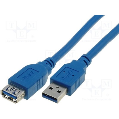 VCom CU302-030-PB USB 3.0, USB A zásuvka, USB A vidlice, niklovaný, 3m, modrý
