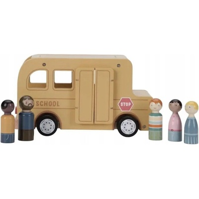 Little Dutch Dřevěný autobus béžový s 5 figurkami