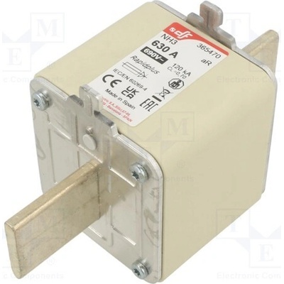 DF ELECTRIC 365470 Pojistka: tavná; 630A; 690VAC; 550VDC; aR; keramická; NH3