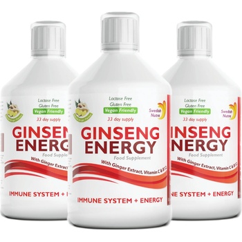 Swedish Nutra Ginseng Energy ženšen so zázvorom tekutý extrakt 3x 500 ml