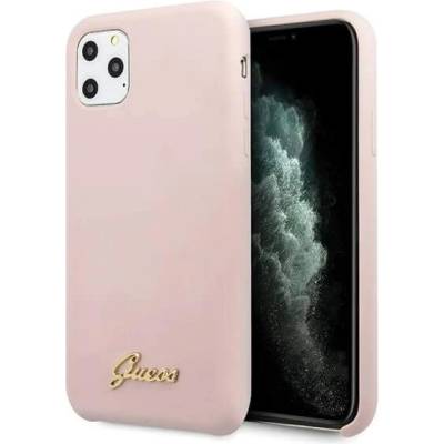 GUESS Hard Silicone Case - силиконов (TPU) калъф за iPhone 11 Pro (розов)