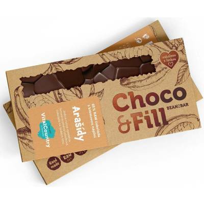 Choco & Fill Raw plněná čokoláda 65% Arašídy 100 g