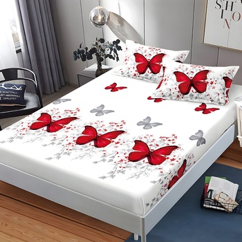 EmonaMall Долен чаршаф с ластик и две калъфки (за матрак 140x200) EmonaMall, 3 части - Модел S17281 (S17281-1500g1)