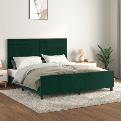 zahrada-XL 3125827 Rám postele bez matrace tmavě zelená samet