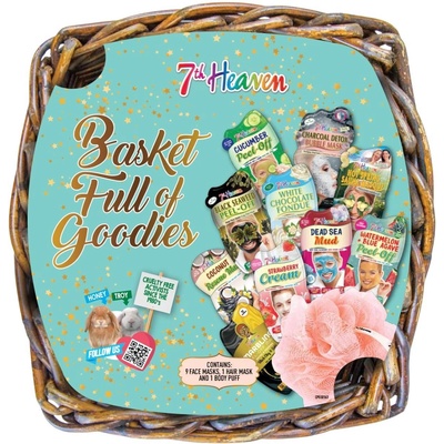 7th Heaven Комплект маски Basket Full of Goodies, 10 броя + Кошница и Гъба за баня