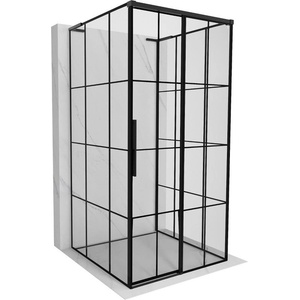 Mexen Rox-3S L трислойна душ кабина със стъклена стена, дясна 110 x 110 см, черна решетка, черна - 8C2L-110-110-70-77-3S-P (8C2L-110-110-70-77-3S-P)