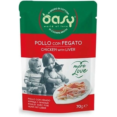 Oasy Cat More Love Adult Kuřecí řízky s játry ve vývaru 70 g