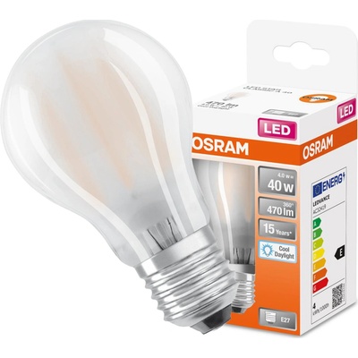 Osram LED žiarovka E27 A60 4W 40W 470lm 6500K Cold 300° Filament STAR