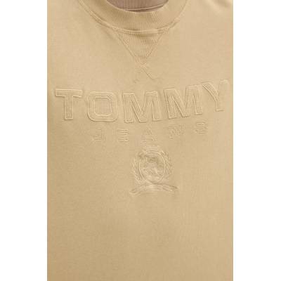 Tommy Hilfiger Памучен суичър Tommy Jeans в бежово с апликация DM0DM20827 (DM0DM20827)