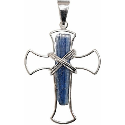 Nefertitis Kyanit modrý postříbřený přívěsek Cross NF64775 cca 2 2 x 3 2 cm