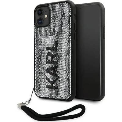 KARL LAGERFELD Кейс Karl Lagerfeld KLHCN61PSQRKS за iPhone 11 / Xr 6.1", сребрист / сребрист, твърд, Sequins Cord (KF001656-0)