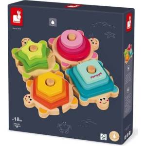 Janod - Дървена игра за нанизване - Костенурки (J05337)
