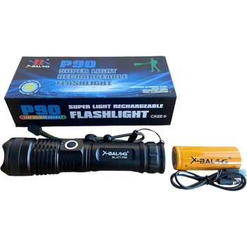 Foxgood Професионален компактен мощен фенер P90 17см. 90 000lm (3005)