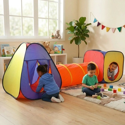 Pepita 3в1 Палатка за игра с тунел 280x120x88cm - Червен, Син (KF-PT8888)