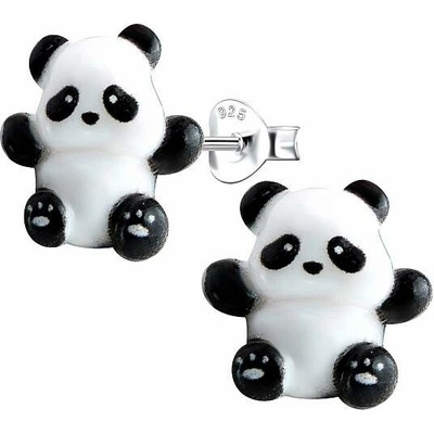 Nefertitis 34493 Stříbrné náušnice pecky Panda NF64793 12 mm 0,86 g