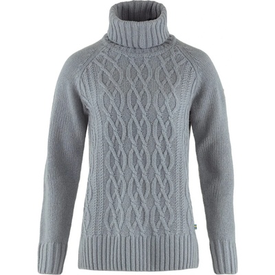 Fjällräven Дамски вълнен пуловер Fjällräven Women's Övik Cable Knit Roller Neck Wool jumper - Flint Grey (105-4008-0313)