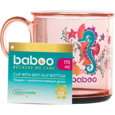 Baboo hrneček s protiskluzovým dnem 170 ml růžový