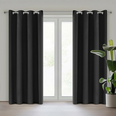 Eurofirany Záves 140x250 cm dimout čierny na kovové krúžky NERISA