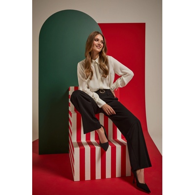 Moodo Черни панталони със структура и колан Moodo Moodo | Cheren | ЖЕНИ | XS