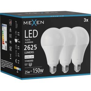 Mexen Nova 3x LED крушка E27, A95, 25W, неутрална - 4000K, 2625 lm - L100-E27-2540-01x03 (L100-E27-2540-01x03)