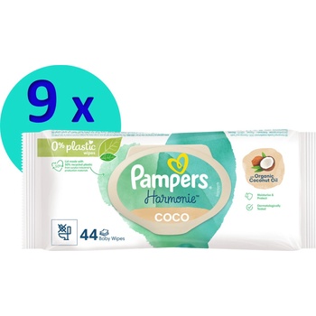 Pampers Vlhčené ubrousky Harmony Coco 9 x 44 ks