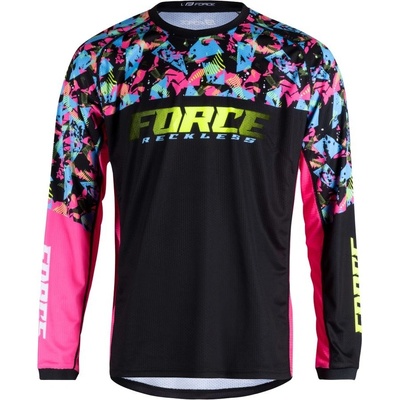 Force RECKLESS dl. rukáv černo-růžovo-fluo