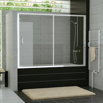 SanSwiss TOP-Line vanové posuvné dveře s pevnou stěnou 170 x 150 cm, čiré sklo, bílý rám - TOPB217000407