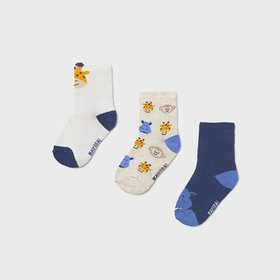 Mayoral Сет 3чифта чорапи в синьо мотиви на животни за бебе момче Mayoral