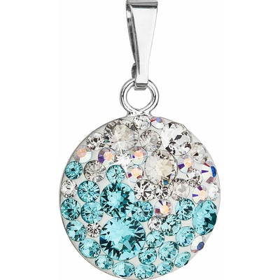 Pavona Strieborný prívesok s krištálmi Swarovski modrý okrúhly 34225.3 light turquoise
