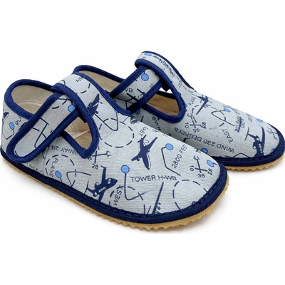 Beda Barefoot chlapčenské papuče GREY AEROPLANE