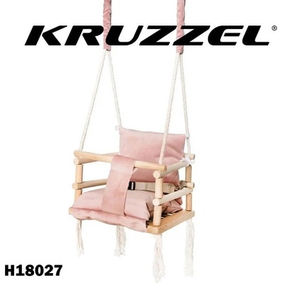 KRUZZEL Люлка детска, дървена, kruzzel h18027, розова, непопиваща (h18027)