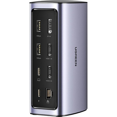 Ugreen Ugreen CM555 Хъб, 12в1, мултифункционален, USB-C, USB, HDMI, DP, RJ45, AUX, SD, TF, сив