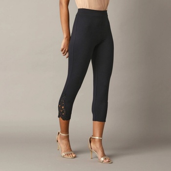 3/4 legíny s macramé a pružným pásom čierna