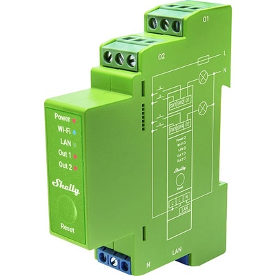 Shelly Димер Smart 2х 200VA с мерител за DIN монтаж Shelly PRO Dimmer 2PM - 268179S (SHELLY PRO DIMMER 2PM)