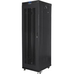 Lanberg Комуникационен шкаф Lanberg FF01-6842-23BL, 19", 42U, 212.7 x 80 x 60 cm, товароносимост до 1200кг, термостат, черен (FF01-6842-23BL)