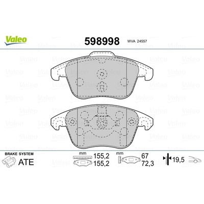 Sada brzdových platničiek kotúčovej brzdy VALEO 598998