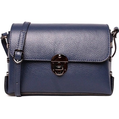 Vera Pelle malá pevná kožená kabelka na rameno crossbody 331 modrá