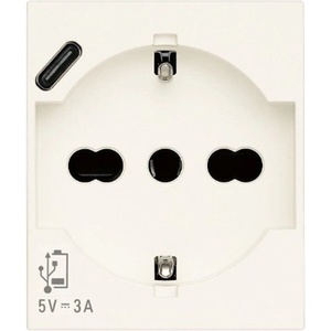 Vimar 30210. USBB Контакт SICURY Linea, 2P+E 16A+USB-C, унив. стандарт, с детска защита, 2M, White, (VM30210.USBB)