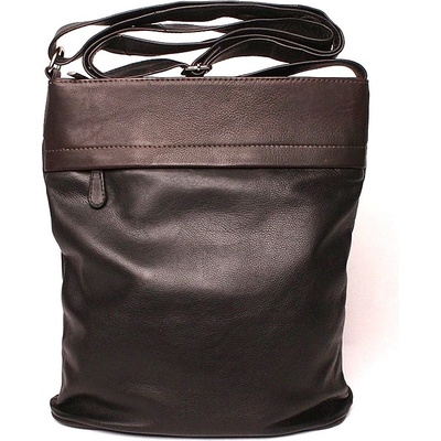 Středně velká černo-tmavěkožená crossbody kabelka CiNiNO no. 1465 hnědá