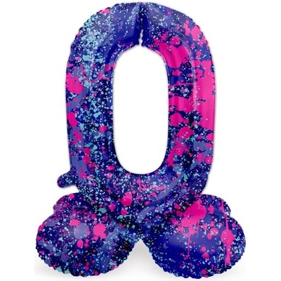 Folat Balónek fóliový číslo 0 samostojné Barevné skvrny 72 cm