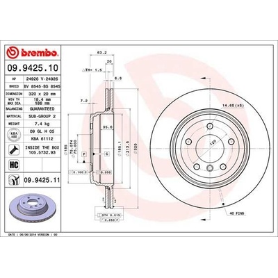 Brzdový kotouč BREMBO 09.9425.11 – Zbozi.Blesk.cz