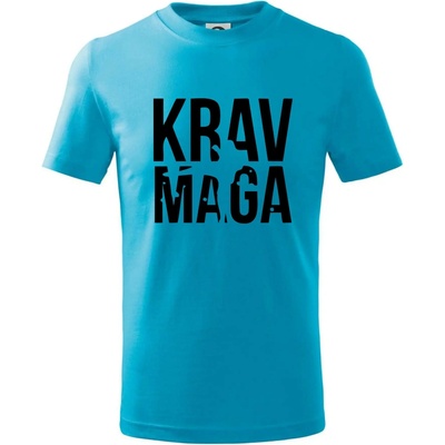 Nápis Krav Maga tričko detské svetlý tyrkys