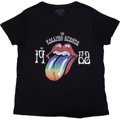 The Rolling Stones Sixty Rainbow Tongue '62 (Puff Print) Black S Дамски Риза (RSTS170LB01)
