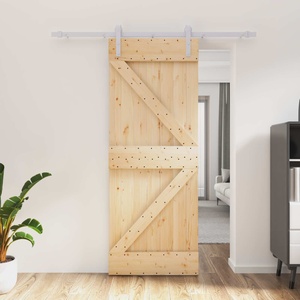 vidaXL Преплъзваща се врата Естествено и бяло 80 x 210 cm (3444931)