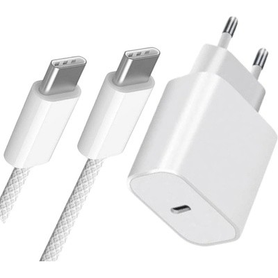 Planet Tech Комплект зарядно устройство, съвместимо с Apple iPhone 15/15 Pro/15 Pro Max, 16/16 Pro/16 Pro Max, 20W Fast Charger, USB-C - USB-C кабел (20WiPhone15)