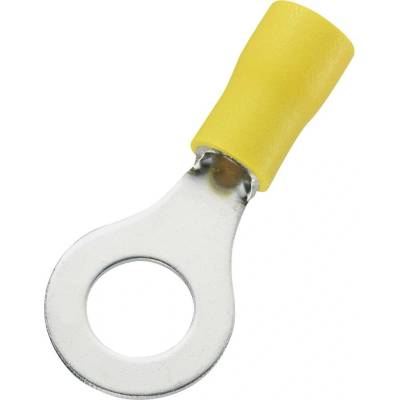 TRU COMPONENTS 746750 guľaté káblové oko Prierez=6 mm² Ø otvoru=8.4 mm čiastočne izolované žltá 50 ks